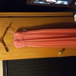 Womens aidan mattox gown. long strapless pink flowy sequence glitter sz 4 dress